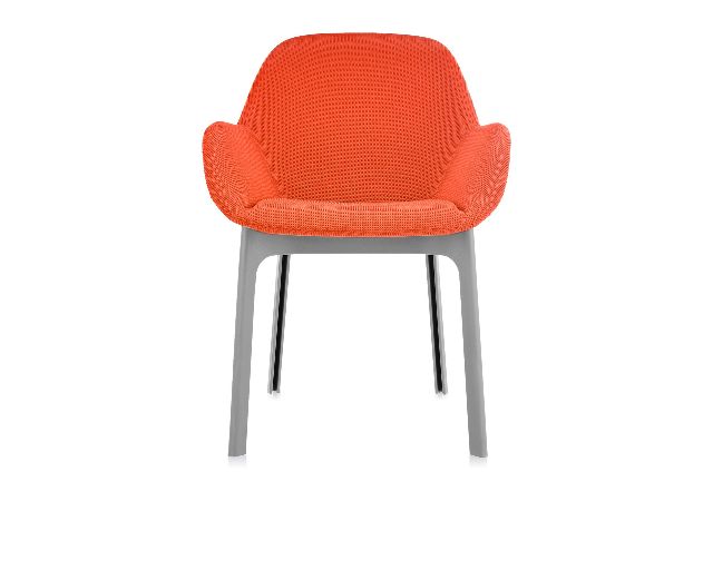 Sedia clap grigia con seduta arancio
