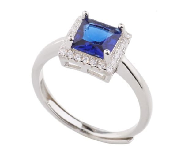 Anello argento con cubic zirconia e zirconi zaffiro