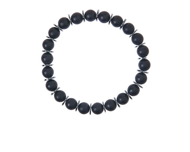 Bracciale argento brunito con pietra lavica