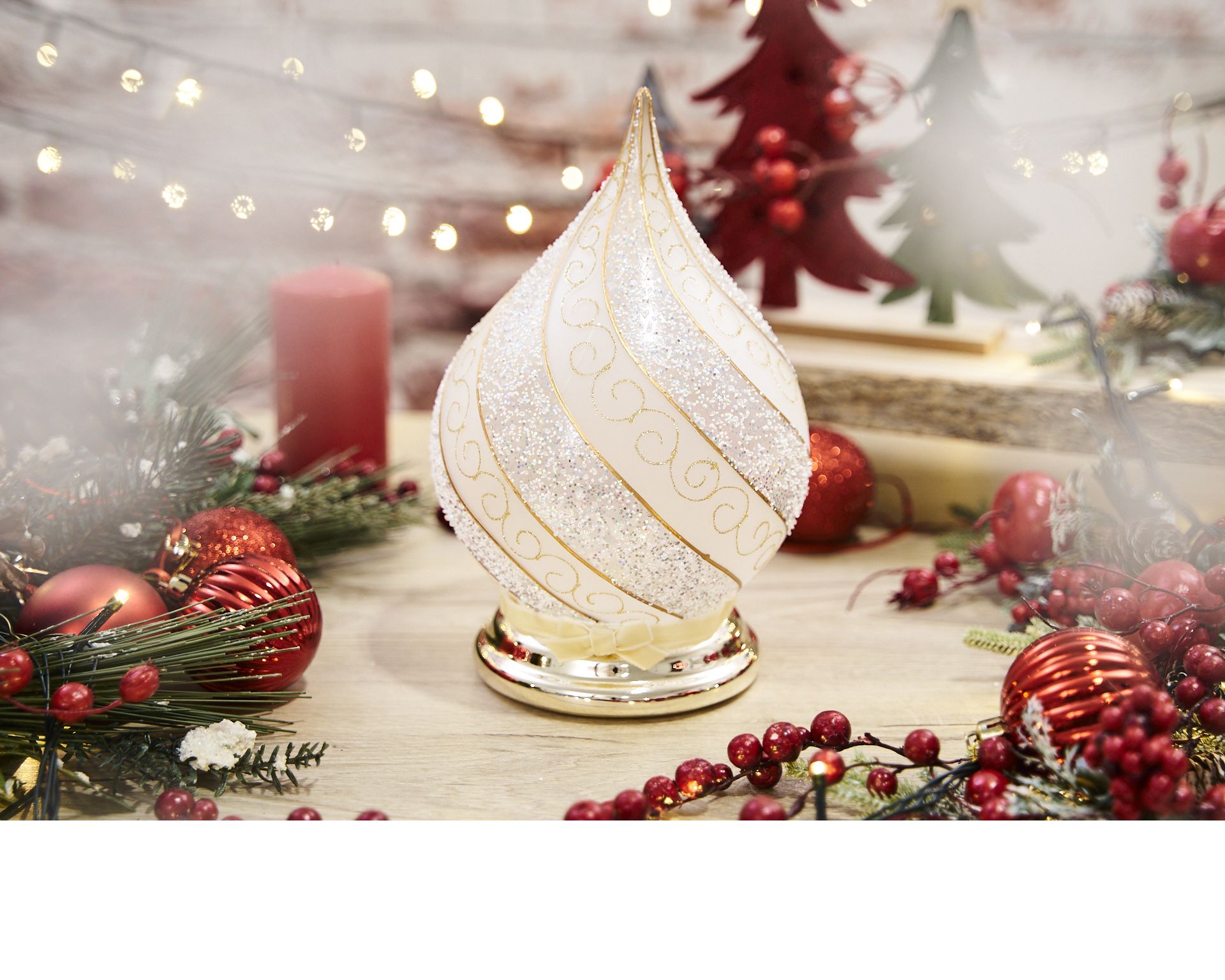 Idea Regalo Natale Lume Goccia Di Natale Con Decoro Oro E Luce Led Selezione Zanolli 184064 592n857604