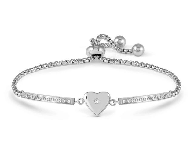 Bracelet milleluci steel with heart and zircons