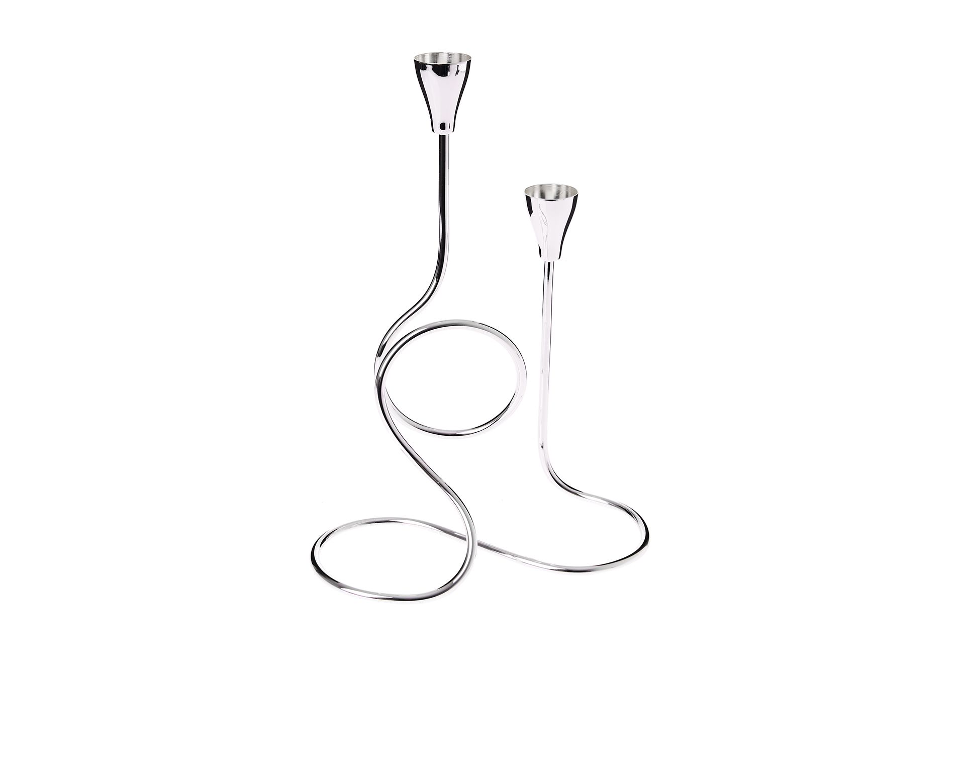 Candlestick Silver Plated With Two Flames Selezione Zanolli 174138 519s12891