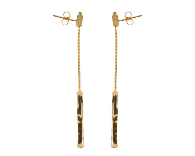 Orecchini pendenti seta argento dorato fiammifero martellato