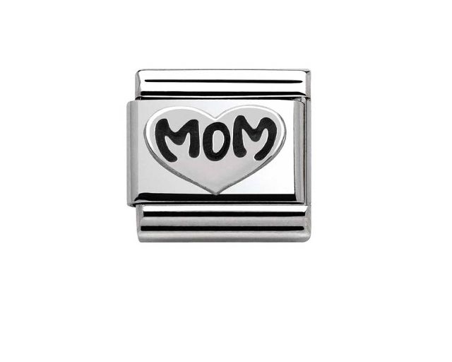 Cuore mom composable acciaio e argento