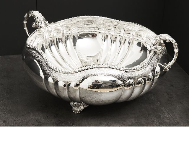 Centrotavola Argento Bordo Godronato Usato Ricondizionato Zanolli Vintage 184514 Us0006772