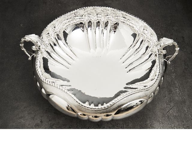 Centrotavola Argento Bordo Godronato Usato Ricondizionato Zanolli Vintage 184514 Us0006772