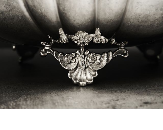 Centrotavola Argento Bordo Godronato Usato Ricondizionato Zanolli Vintage 184514 Us0006772