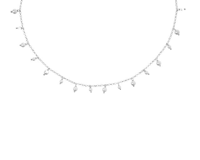 Collana argento con perline bianche