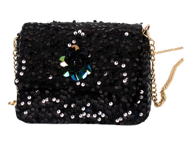 Clutch con fiori e pailettes