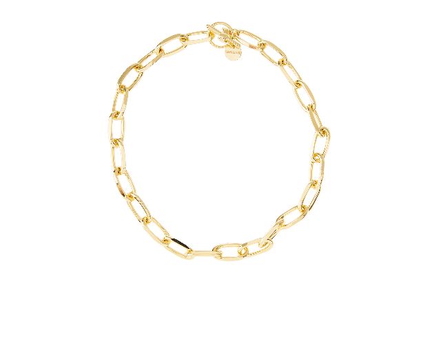 Necklace in gilded bronze with ovals knit and t closure