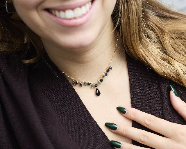 Collana Argento Dorato Con Cristalli Blu Ottanio Selezione Zanolli 189662 726cl3412