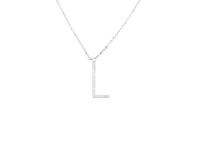Necklace dancing names silver with l letter pendant in cubic zirconia