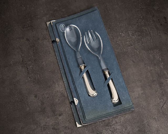Salad cutlery set silver 40 grammi 2 pieces in san marco style