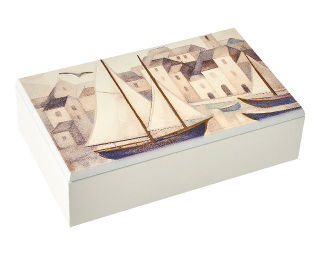 Cofanetto paesaggio marino argento pvd