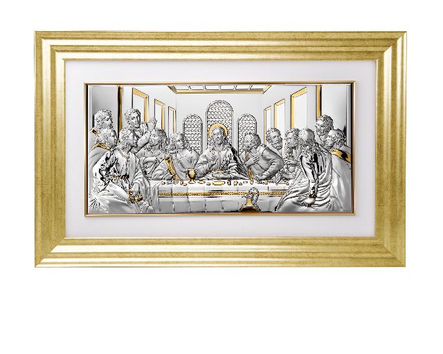 Pannello ultima cena con cornice oro