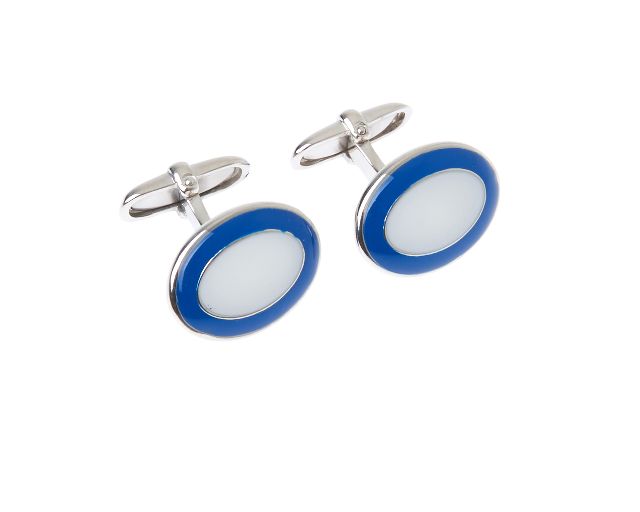 Gemelli argento e smalto blu bianco