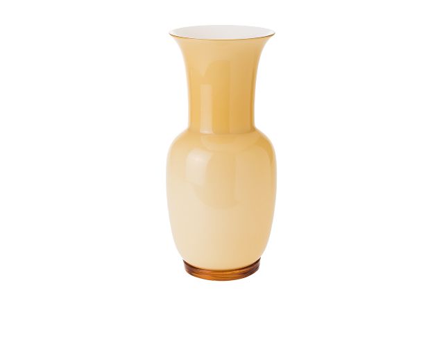 Vase opalino murano glass amber and milk white