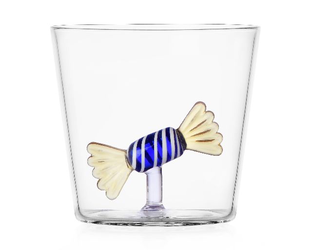 Tumbler glass yellow blue candy sweet & candy