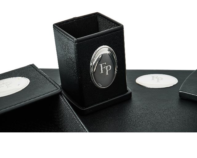 Set Ufficio Argento Bilaminato 5 Pezzi Nero Selezione Zanolli