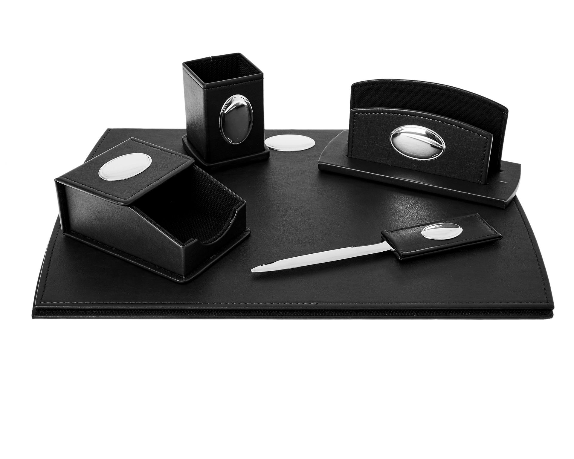 Set Ufficio Argento Bilaminato 5 Pezzi Nero Selezione Zanolli