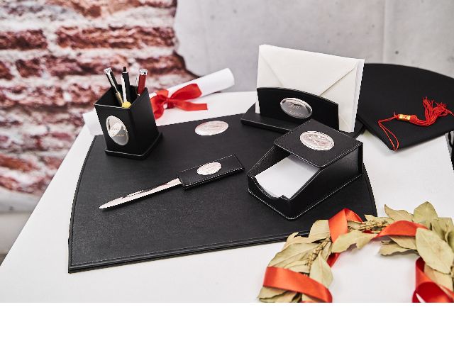 Set Ufficio Argento Bilaminato 5 Pezzi Nero Selezione Zanolli