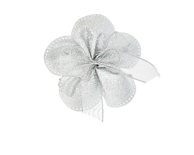 Petali portaconfetti tondi argento con fiocco argento