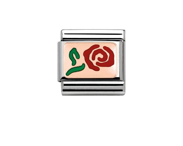 Red rose composable steel rosegold and enamel