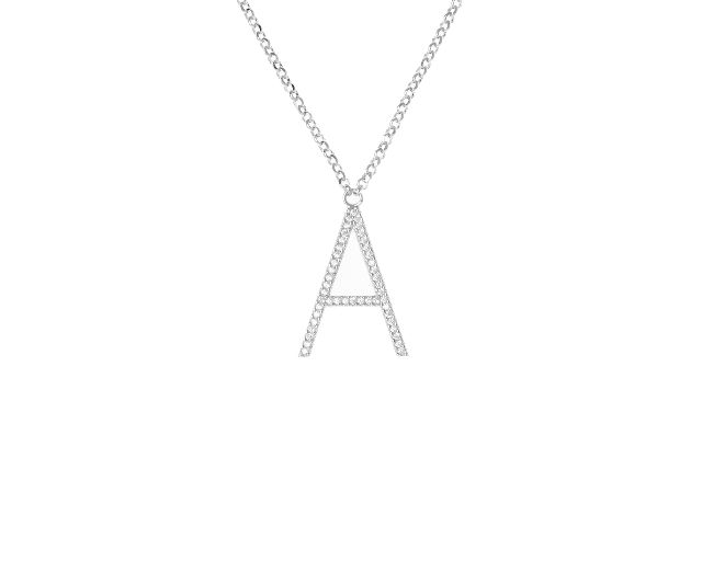 Collana dancing names argento con ciondolo lettera a in cubic zirconia