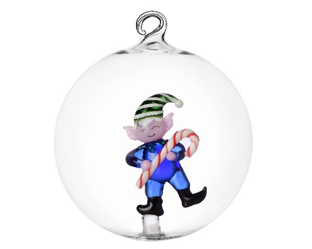 Idea regalo natale palla di natale elfo verde con bastoncino christmas tales