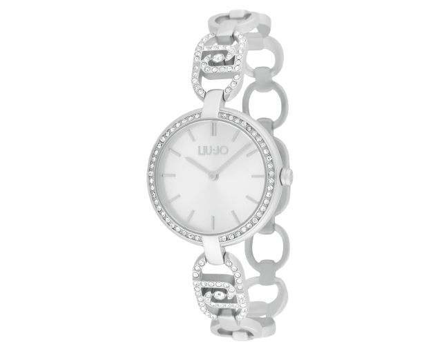 Orologio donna identity glare acciaio con quadrante bianco e cinturino acciaio con cristalli