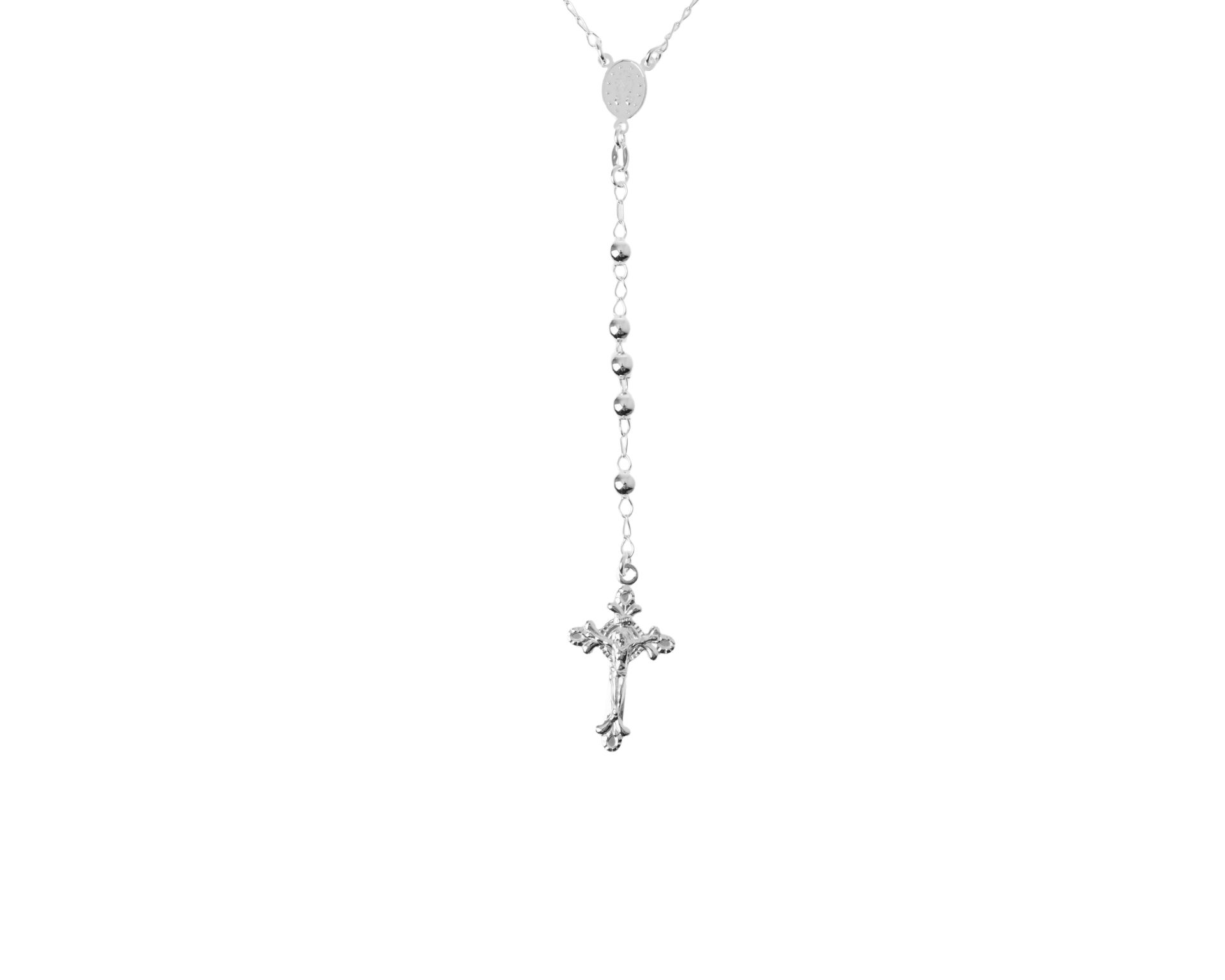 Rosary Necklace Silver With Glossy Balls And Cross Selezione Zanolli 187713 611cl00413