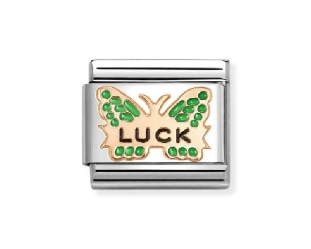 Green butterfly luck composable steel and rosè gold