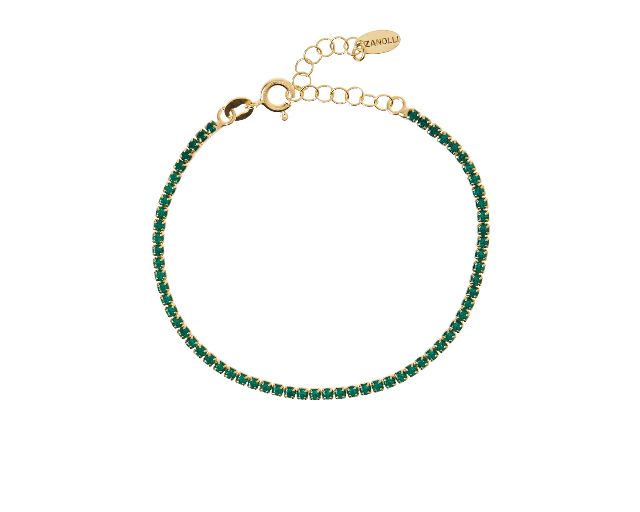 Bracciale tennis argento dorato con zirconi verdi