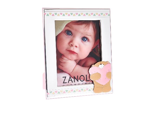 Picture frame forever friends pvd silver teddy bear pink