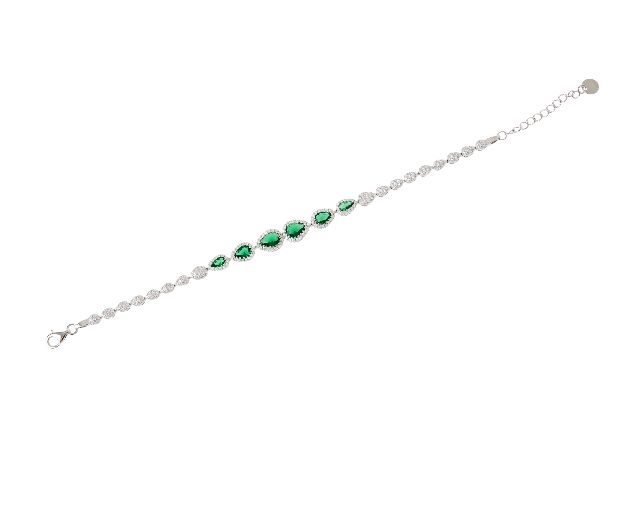 Bracciale argento con zirconi verdi e bianchi