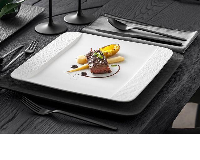 Piatto Piano Quadrato Manufacture Rock Porcellana Bianco Villeroy E Boch