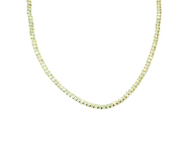 Collana argento dorato con tondi in ceramica verde acqua