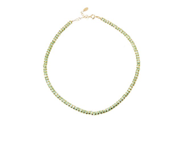 Collana Argento Dorato Con Tondi In Ceramica Verde Acqua Selezione Zanolli 183388 726cl19101273