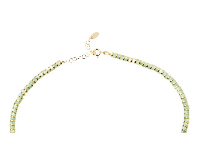 Collana Argento Dorato Con Tondi In Ceramica Verde Acqua Selezione Zanolli 183388 726cl19101273