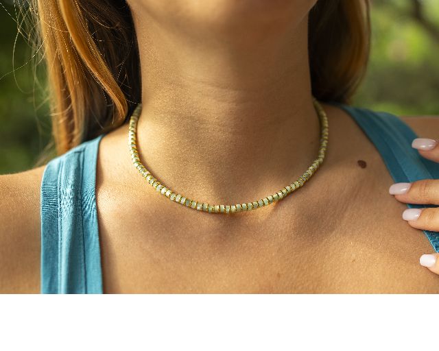 Collana Argento Dorato Con Tondi In Ceramica Verde Acqua Selezione Zanolli 183388 726cl19101273
