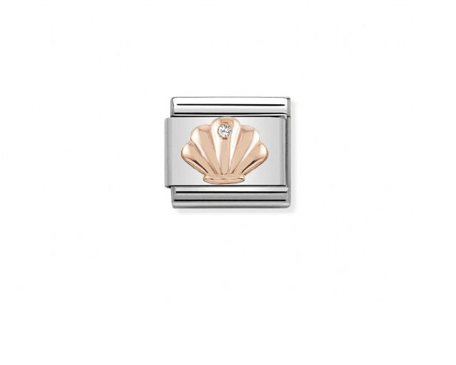 Shell composable steel rosègold and zircons