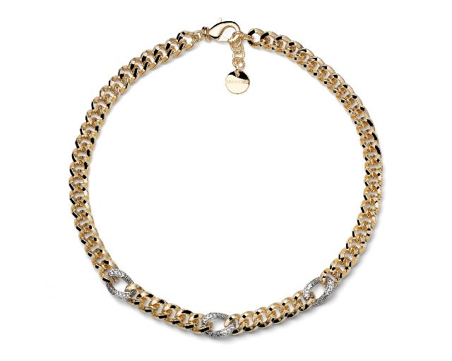 Collana classica in bronzo dorato con zirconi
