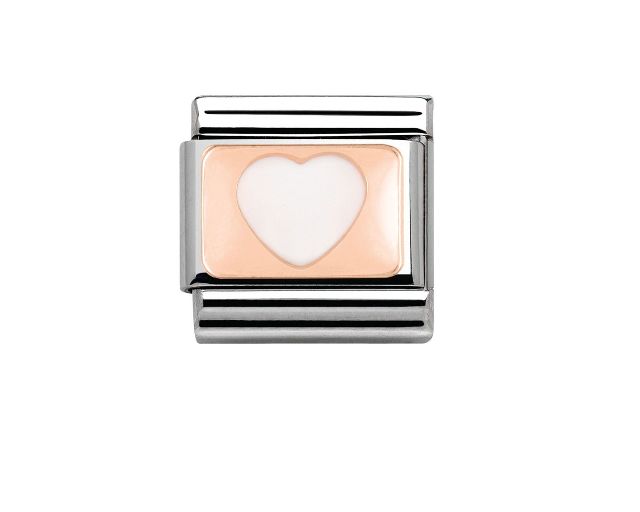 White heart composable steel rosegold and enamel