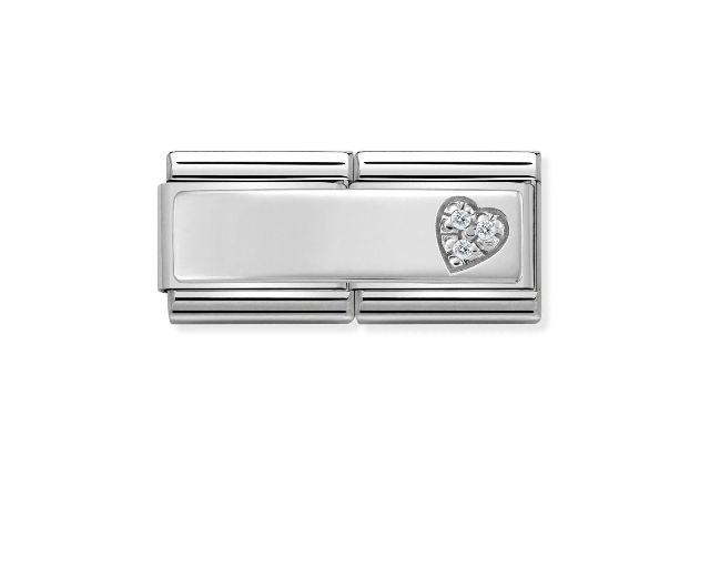 Cuore composable acciaio argento e zirconi
