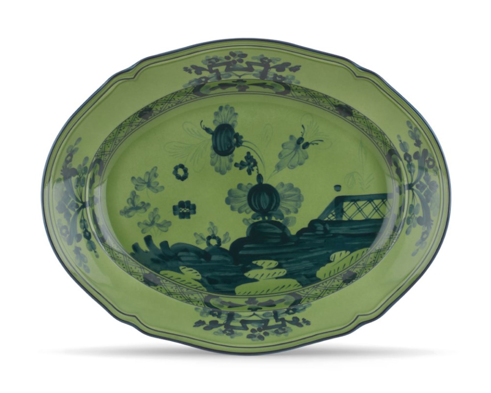 Vassoio Ovale Oriente Italiano Malachite Porcellana Richard Ginori 189286 F00300vs1300340a57