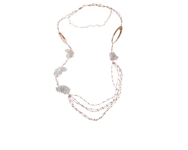 Collana argento rosè con perla bianca
