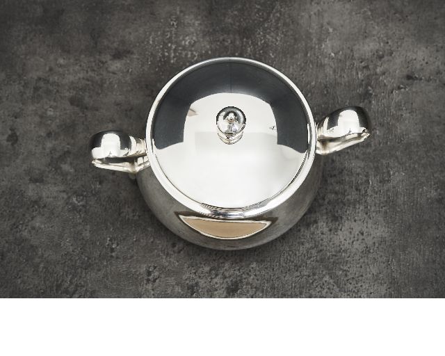Zuccheriera Argento Con Manici E Coperchio Usato Ricondizionato Zanolli Vintage 187015 Us0007543