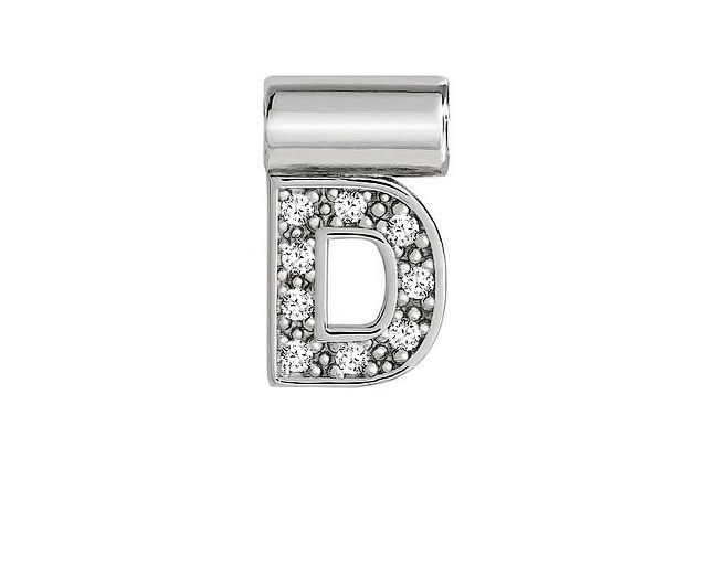Charm seimia silver d letter with zircons