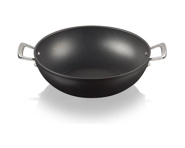 Wok in alluminio antiaderente nero