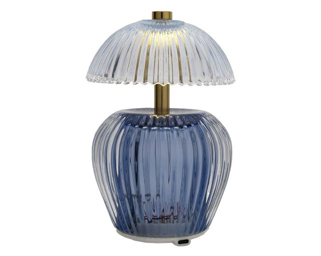 Lampada a led in vetro con ricarica usb blu
